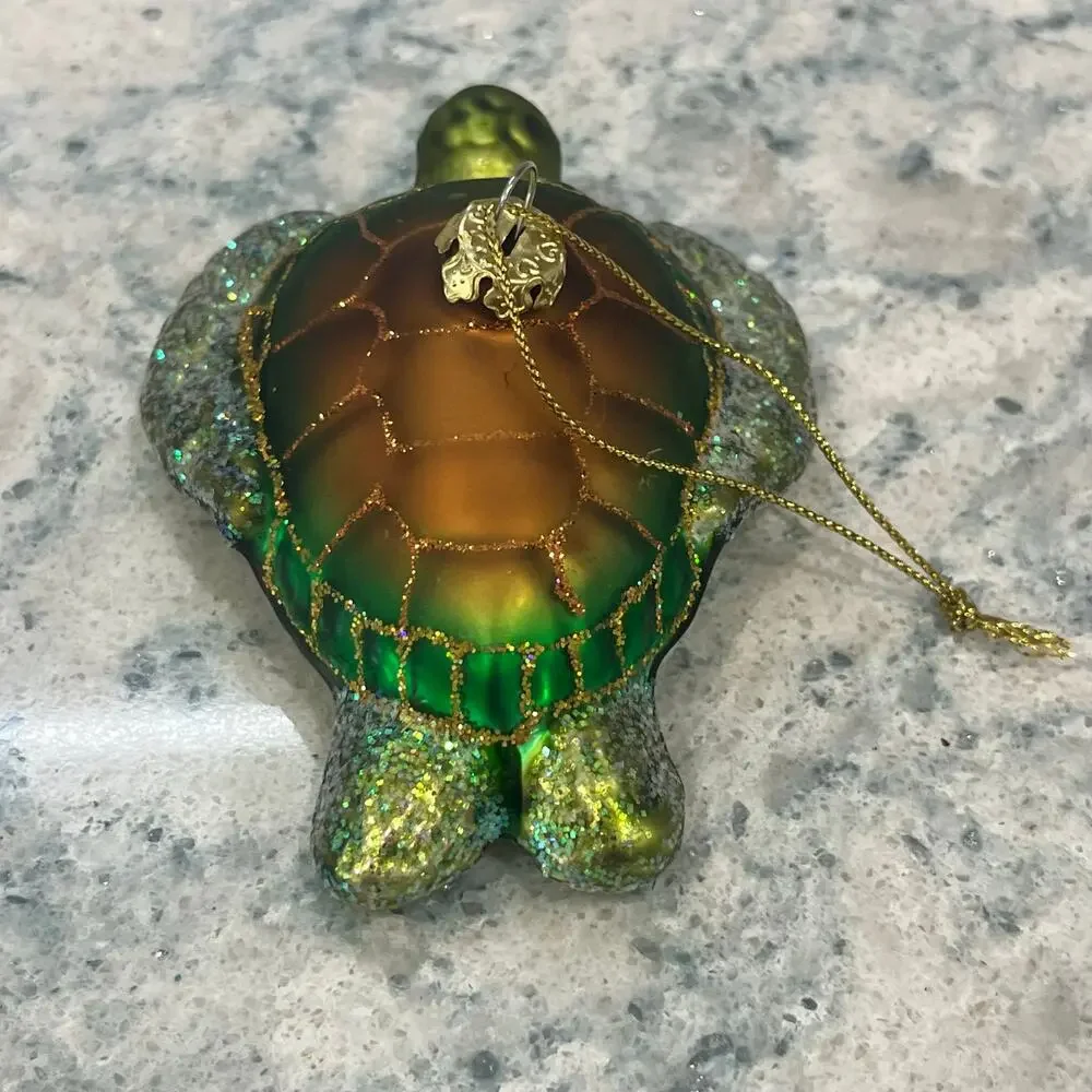 Old World Christmas Glass Green Sea Turtle Ocean Ornament 2019